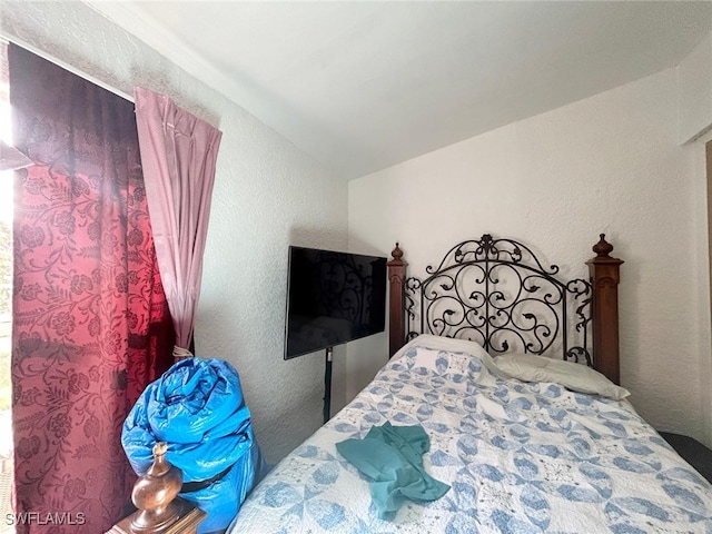 bedroom featuring vaulted ceiling