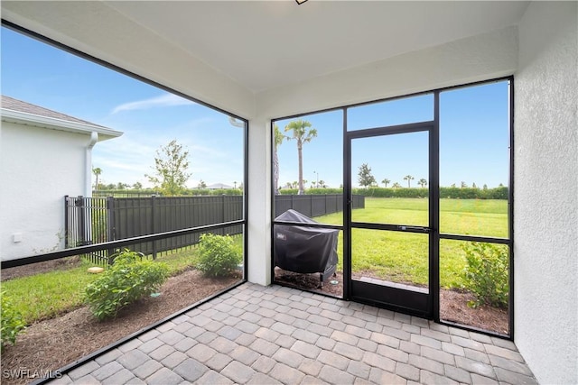 view of unfurnished sunroom