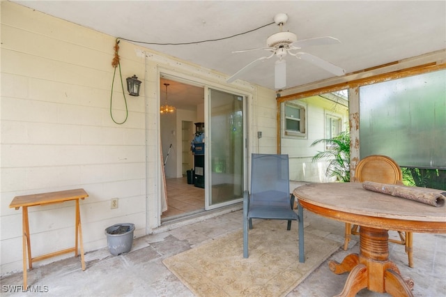 home office with ceiling fan