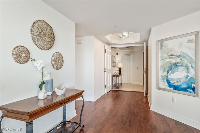 hall featuring dark hardwood / wood-style floors