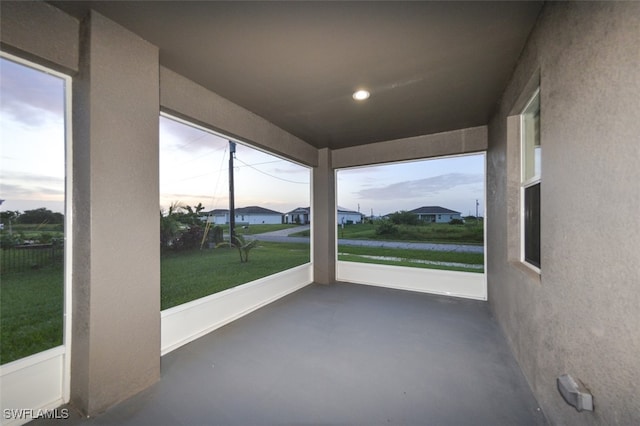 view of unfurnished sunroom