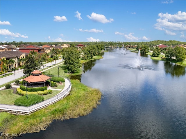 water view with a gazebo