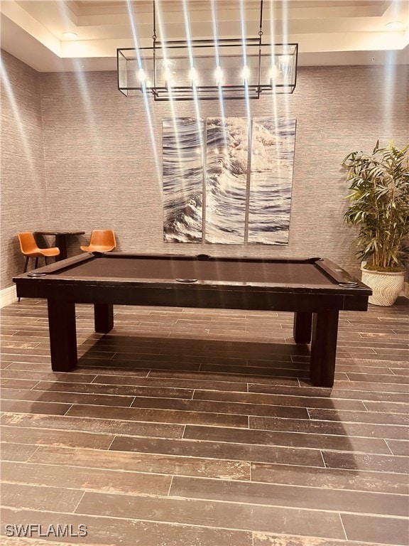 game room featuring pool table and hardwood / wood-style floors