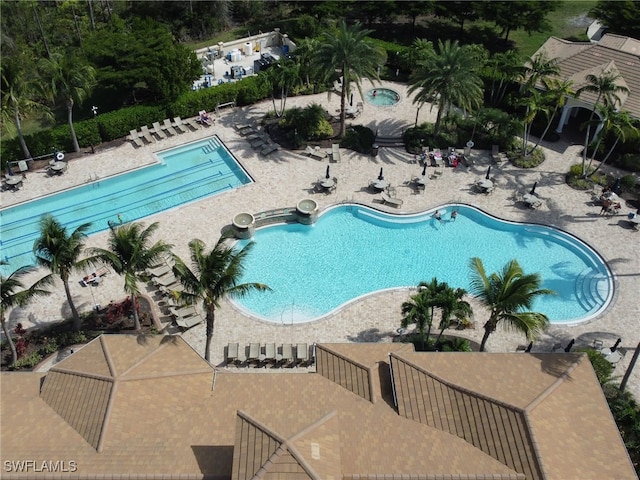 view of swimming pool with a patio area