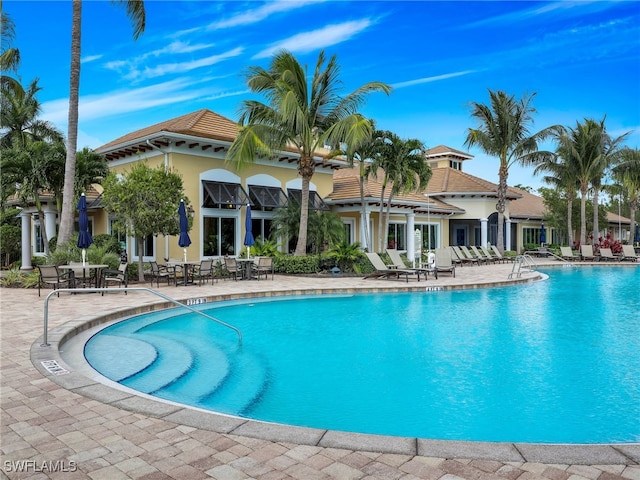 view of pool featuring a patio area