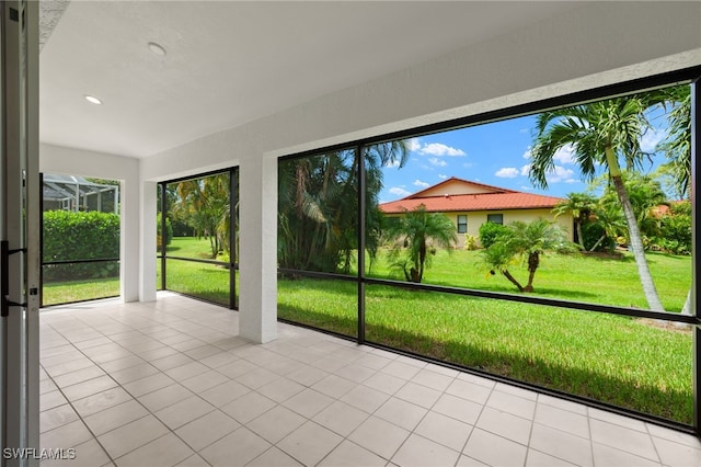 view of unfurnished sunroom