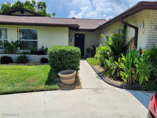 view of front of property with a front lawn