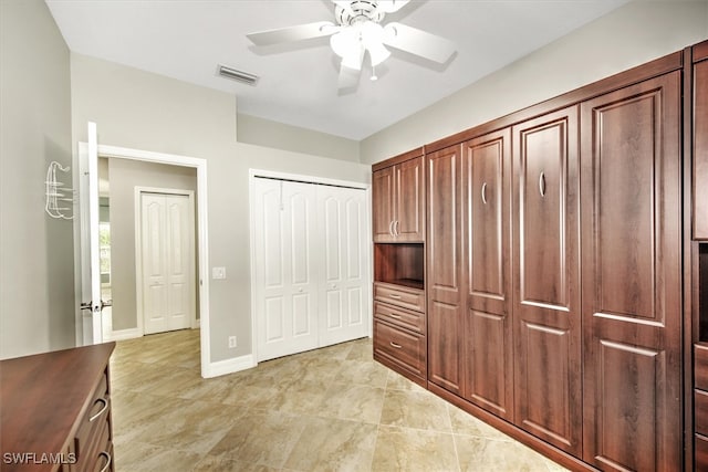 unfurnished bedroom with ceiling fan