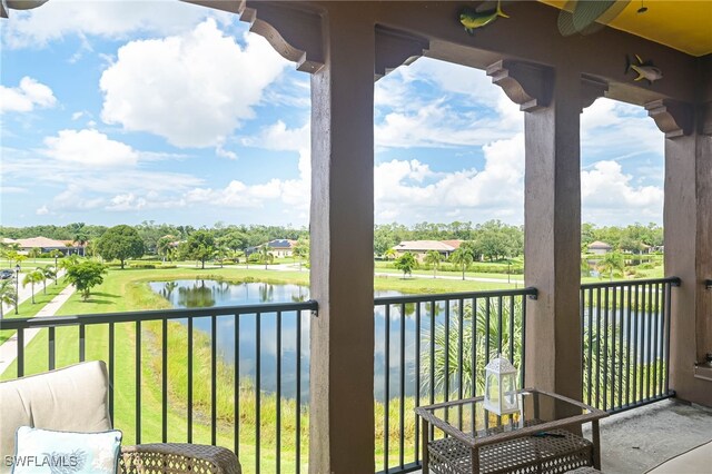 balcony with a water view