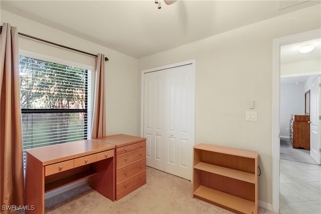 office featuring light colored carpet