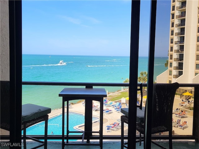 balcony with a water view