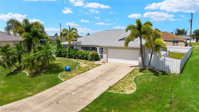 view of front of house with a garage and a front yard