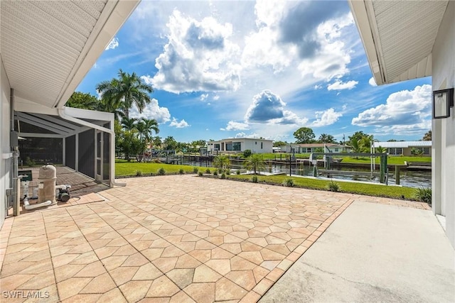 4930 Edith Esplanade, Cape Coral, FL 33904 - view of patio / terrace featuring a water view and glass enclosure