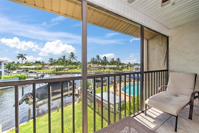 balcony with a water view