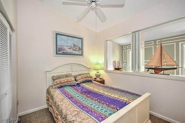 4803 SW Santa Barbara Ct Unit 2, Cape Coral, FL 33914 - bedroom with a ceiling fan, vaulted ceiling, carpet, and baseboards
