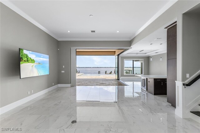 interior space featuring crown molding