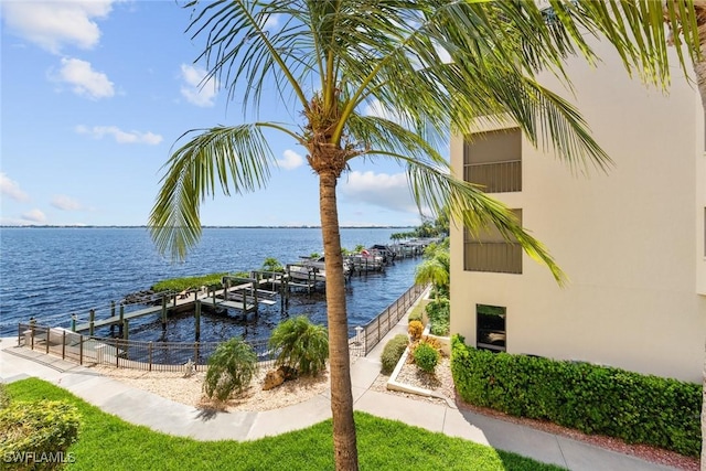 water view featuring a boat dock