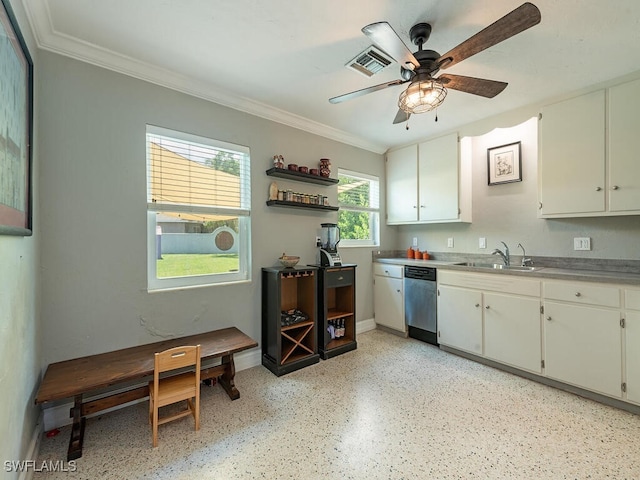 kitchen featuring a healthy amount of sunlight, sink, and white cabinets