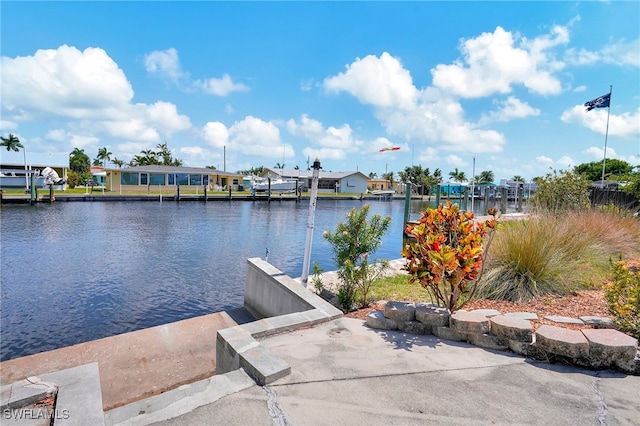 view of dock featuring a water view