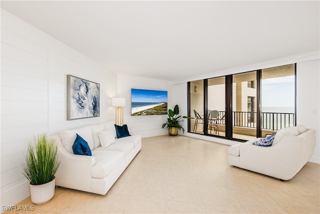 view of tiled living room