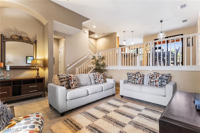 view of tiled living room