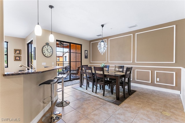 view of tiled dining space