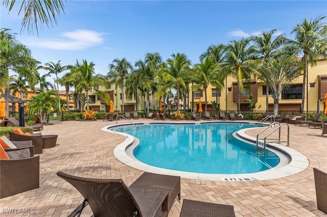 view of pool featuring a patio area