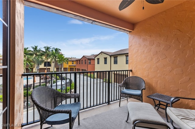 balcony with ceiling fan