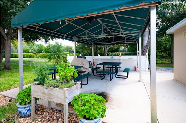 view of patio / terrace featuring a gazebo