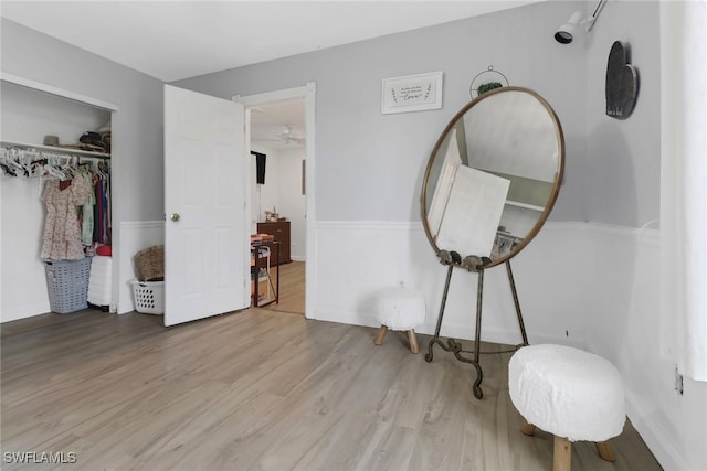 interior space with light hardwood / wood-style flooring