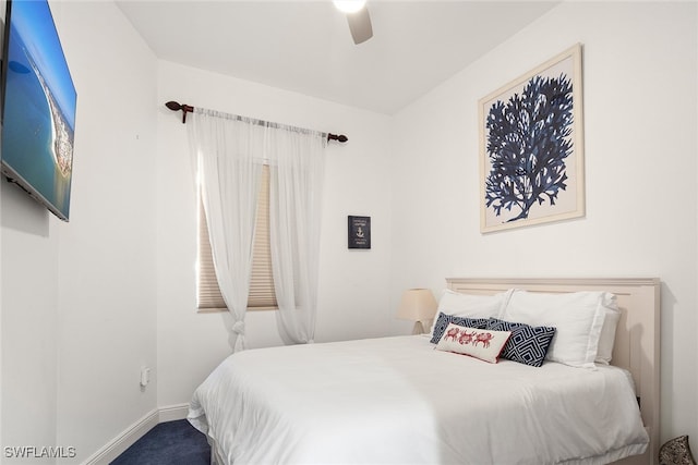 bedroom with carpet and ceiling fan