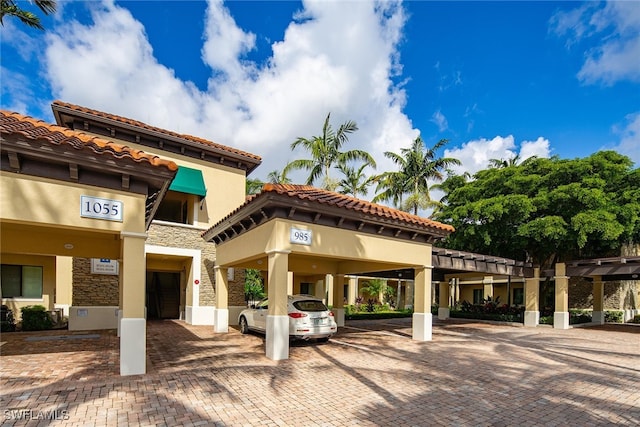 view of building exterior with a garage