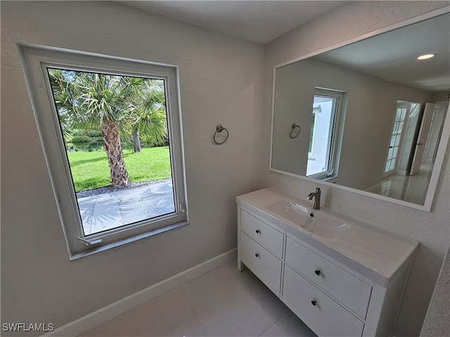 bathroom featuring vanity and tile patterned floors