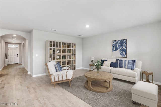 living room featuring light hardwood / wood-style flooring