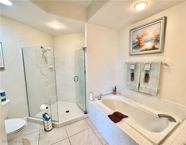 bathroom with independent shower and bath and toilet