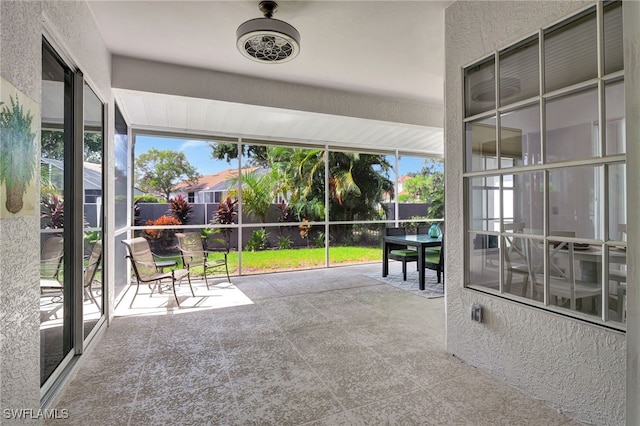 view of unfurnished sunroom