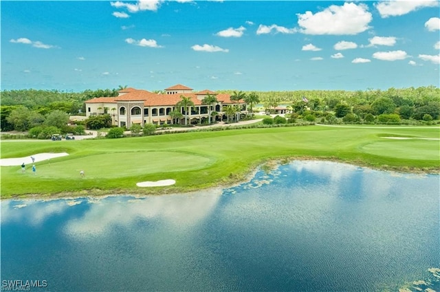 view of property's community with a water view