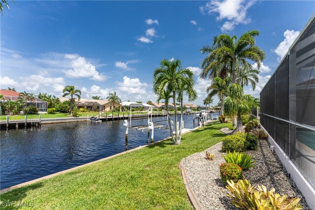 view of water feature featuring a dock