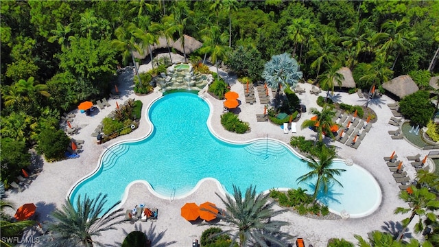 view of pool featuring a patio area