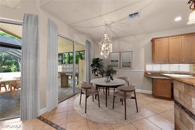 view of tiled dining area