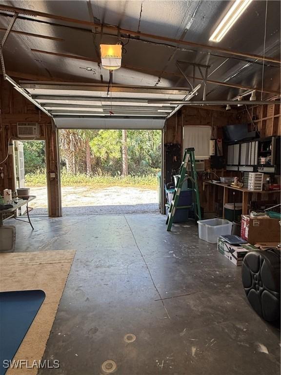 garage with a garage door opener