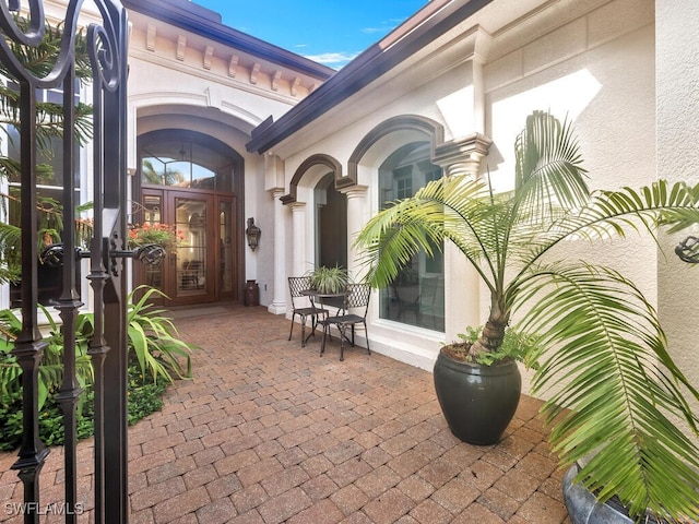 view of patio / terrace featuring french doors