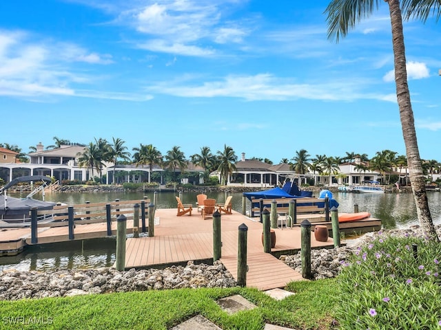 dock area featuring a water view