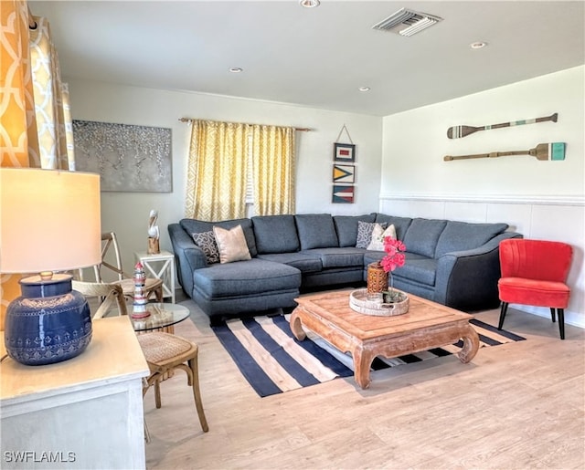 living room featuring light hardwood / wood-style flooring