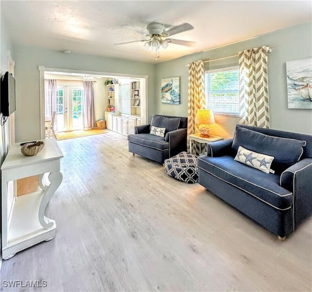 856 98th Ave N, Naples, FL 34108 - living room with wood finished floors and a ceiling fan