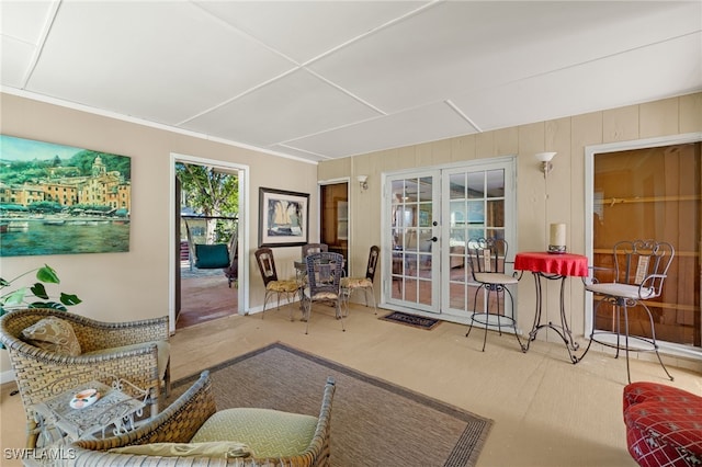 living room with french doors