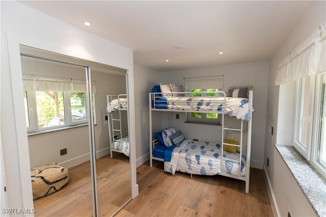 bedroom with wood-type flooring