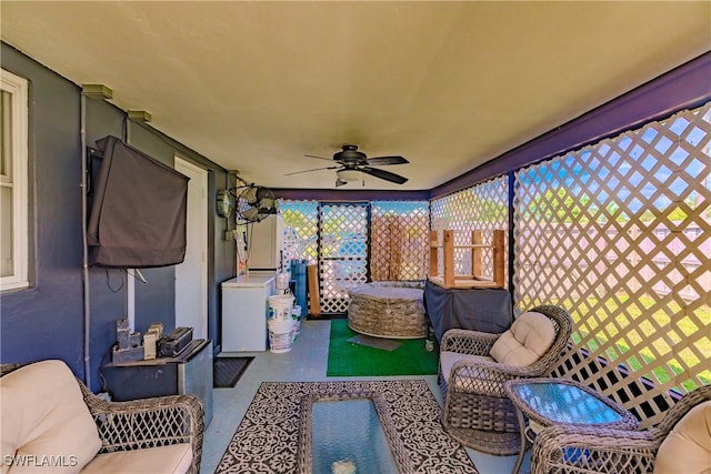 view of patio / terrace featuring outdoor lounge area and ceiling fan