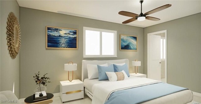 bedroom with ceiling fan