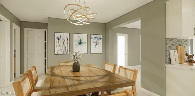 dining space featuring an inviting chandelier